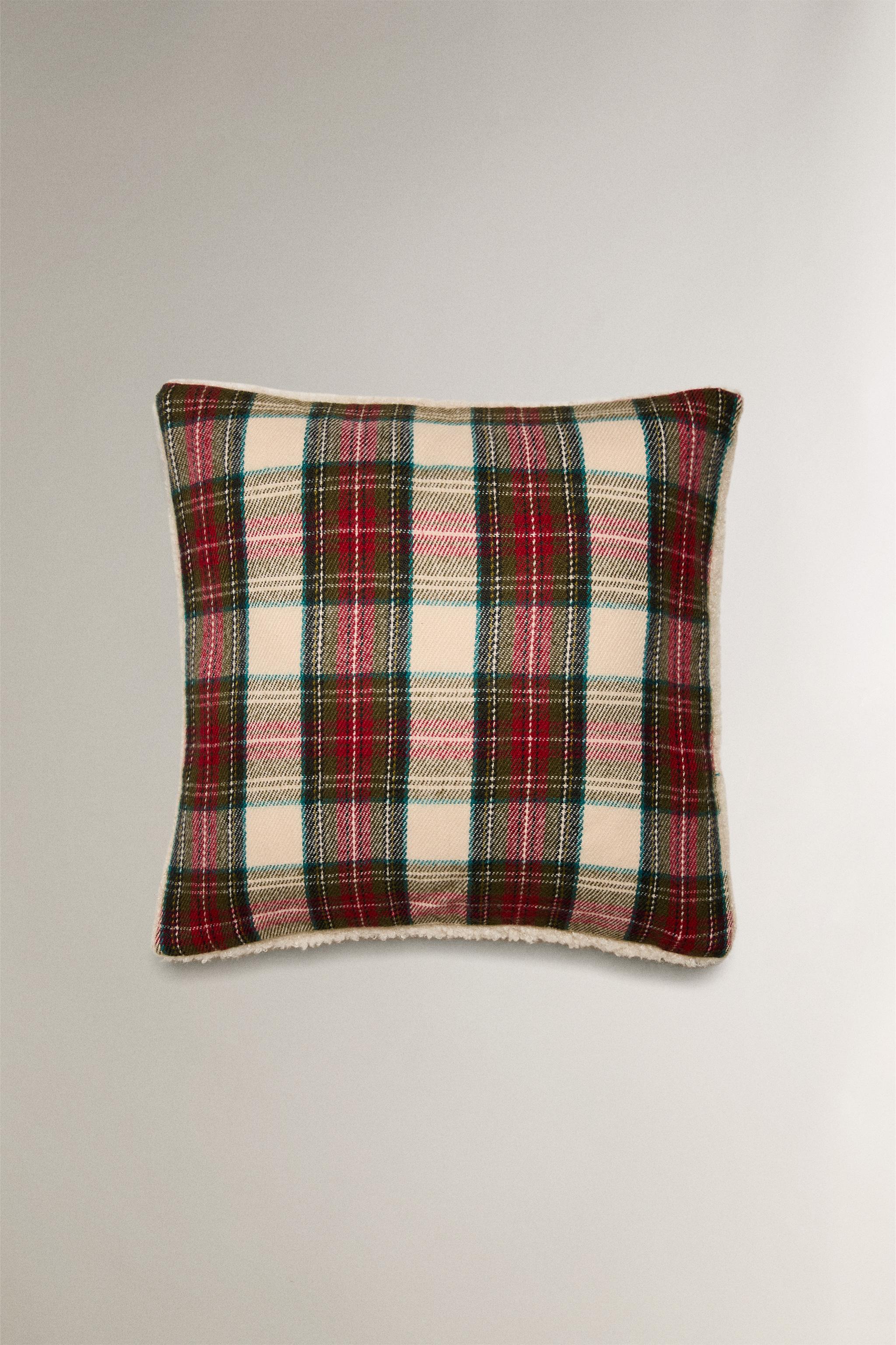 CHRISTMAS TARTAN CHECK THROW PILLOW COVER